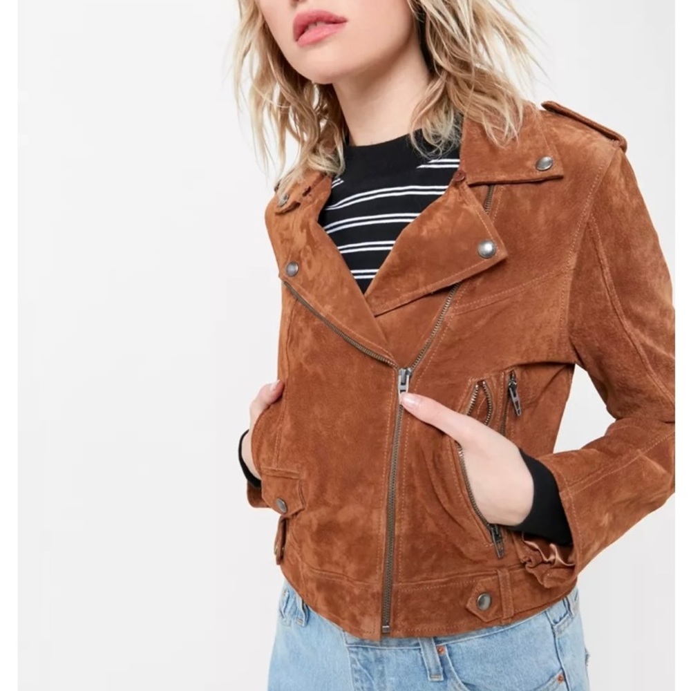 Moto Jacket Suede leather in El Dorado by Blank NYC XS